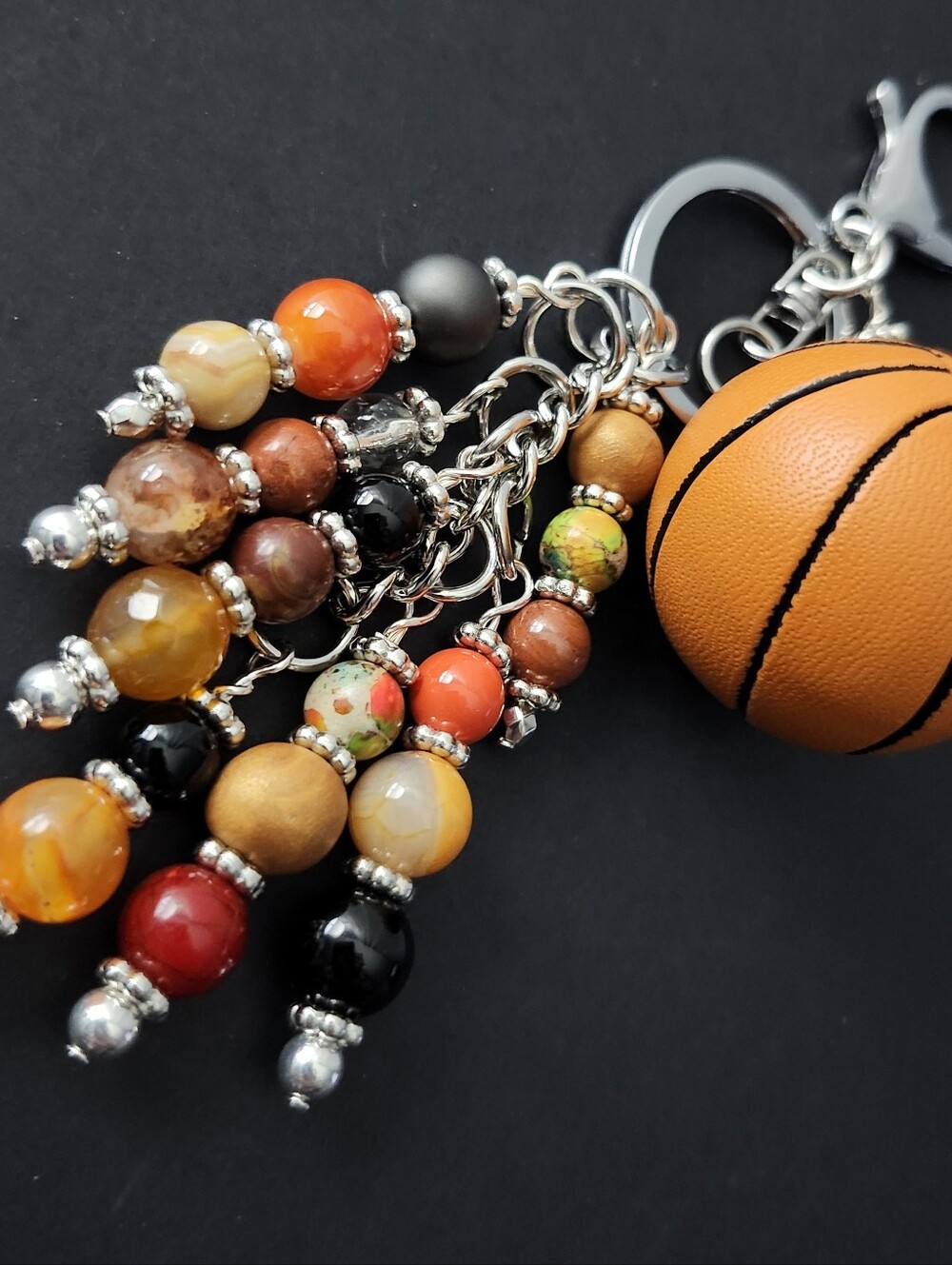 Basketball Purse Charm or Keychain Agate Quartz Handcrafted